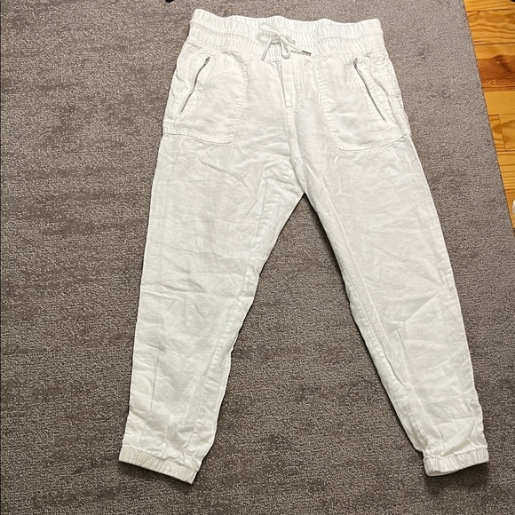 Athleta White Linen Cabo Jogger Size 10 - Picture 1 of 8